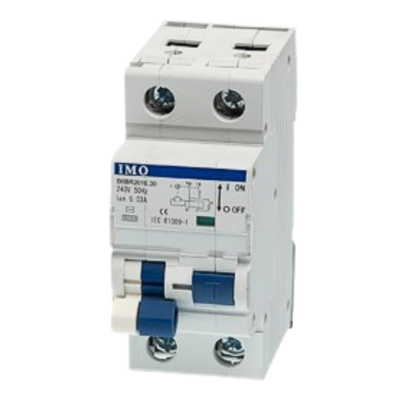 B6CR1N16-30 Disjoncteur différentiel B6 16A+N C 30mA, type AC, 10kA, à visser IMO
